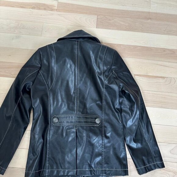 Vintage Nuage Black Leather Jacket – Contrast Stitching – Size S - Picture 7 of 8